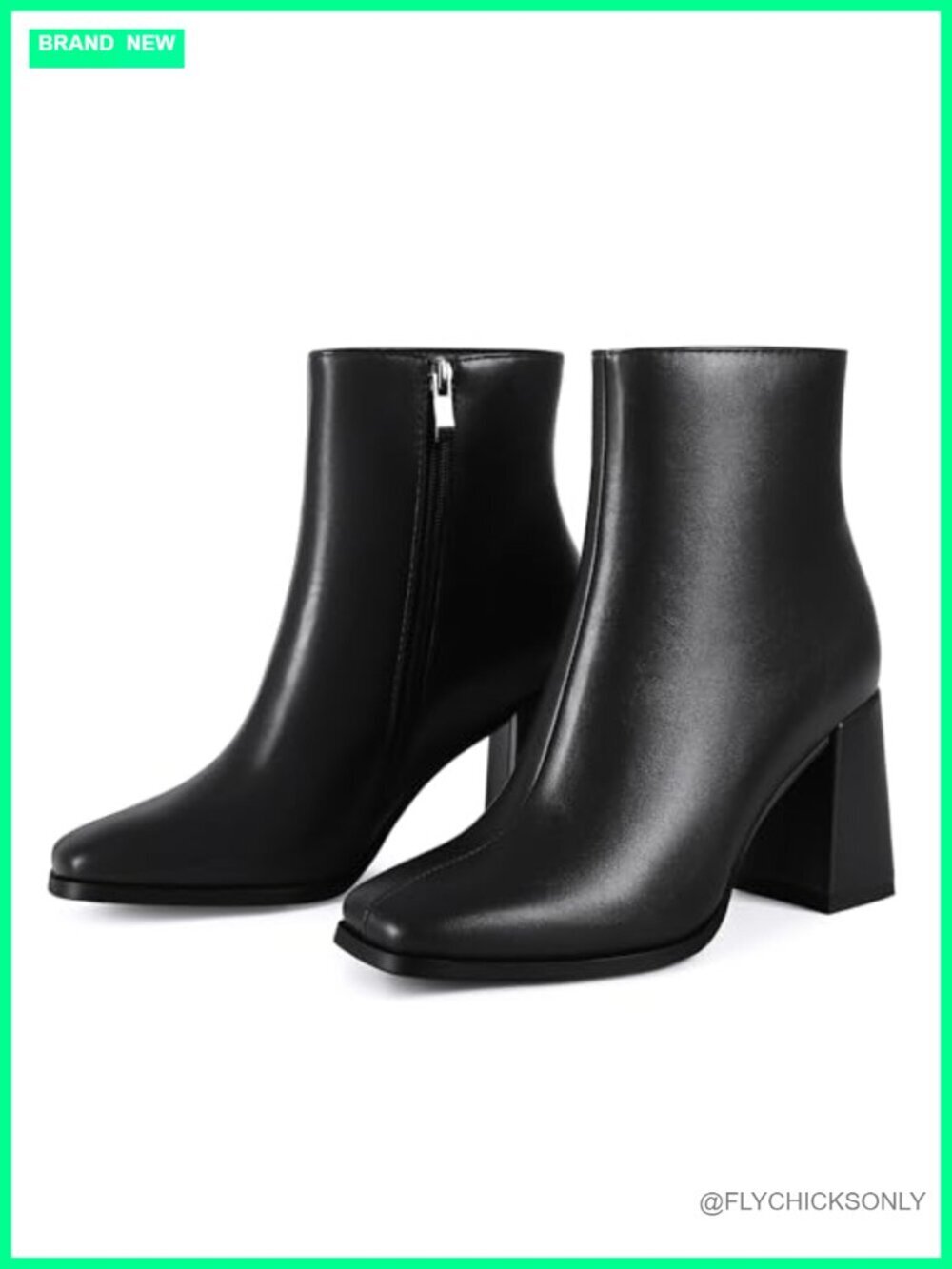 Women's Square Toe Ankle Boots Chunky Block Heel Booties Mid Heel Dressy Work - Picture 1 of 6
